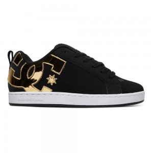 DC Court Graffik Skateschuhe Damen Schwarz Gold | IEQF-60718