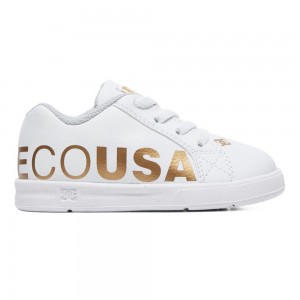 DC Court Graffik Skateschuhe Kinder Weiß Gold | NJCU-83642