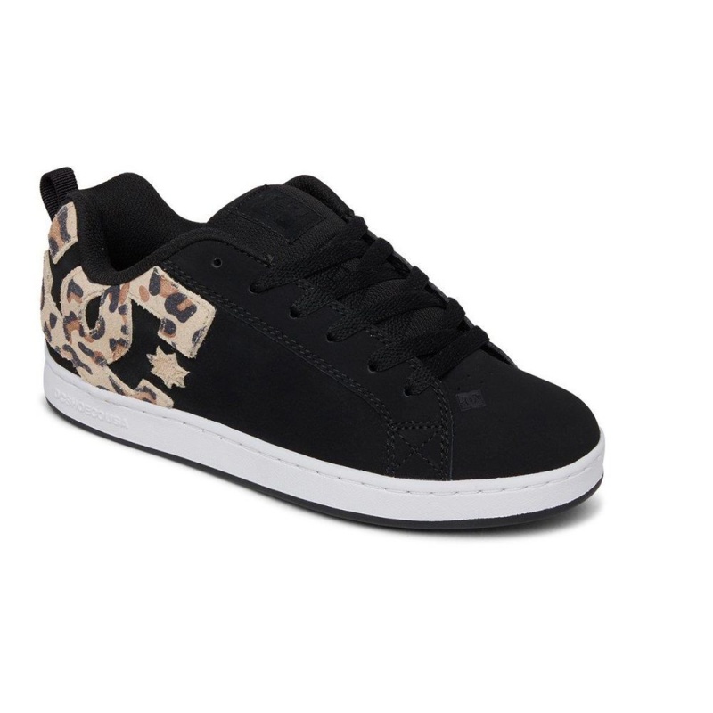 DC Court Graffik Skateschuhe Damen Schwarz Leopard | PUBM-50891