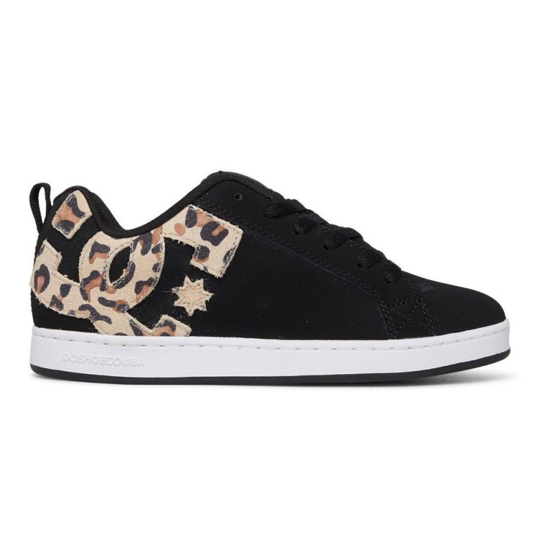 DC Court Graffik Skateschuhe Damen Schwarz Leopard | PUBM-50891