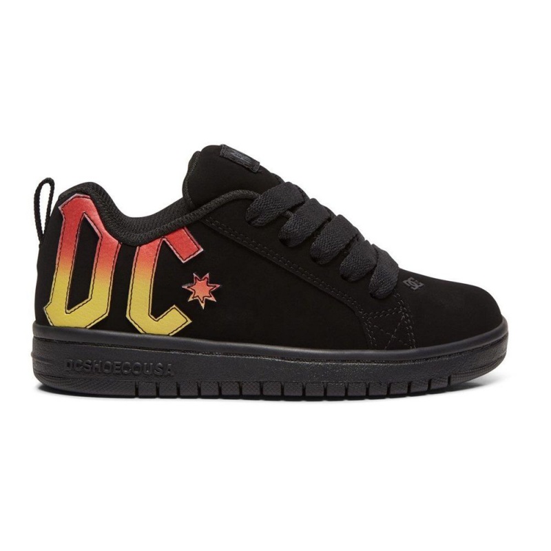 DC Court Graffik Skateschuhe Kinder Schwarz | OWBU-94376