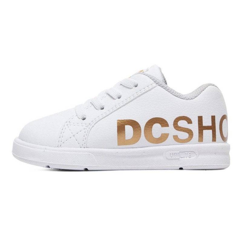 DC Court Graffik Skateschuhe Kinder Weiß Gold | NJCU-83642