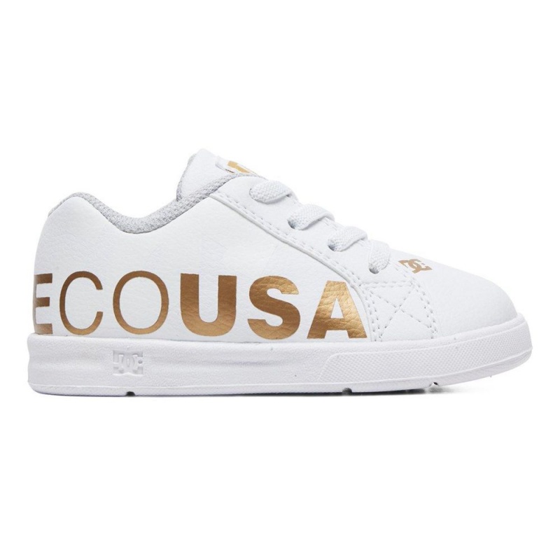 DC Court Graffik Skateschuhe Kinder Weiß Gold | NJCU-83642