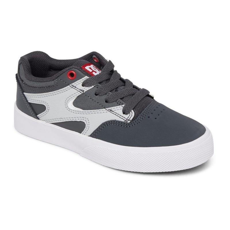 DC Kalis Vulc Skateschuhe Kinder Grau Rot | SVKI-04359