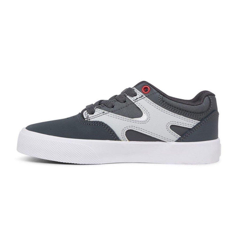 DC Kalis Vulc Skateschuhe Kinder Grau Rot | SVKI-04359