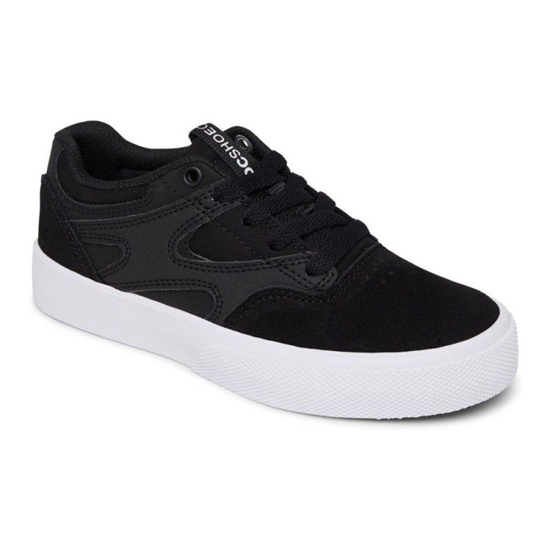 DC Kalis Vulc Skateschuhe Kinder Schwarz Weiß | OXRB-09836