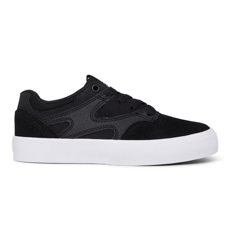 DC Kalis Vulc Skateschuhe Kinder Schwarz Weiß | OXRB-09836