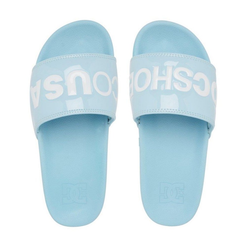 DC Slides Sandalen Damen Blau Weiß | SPUK-95781