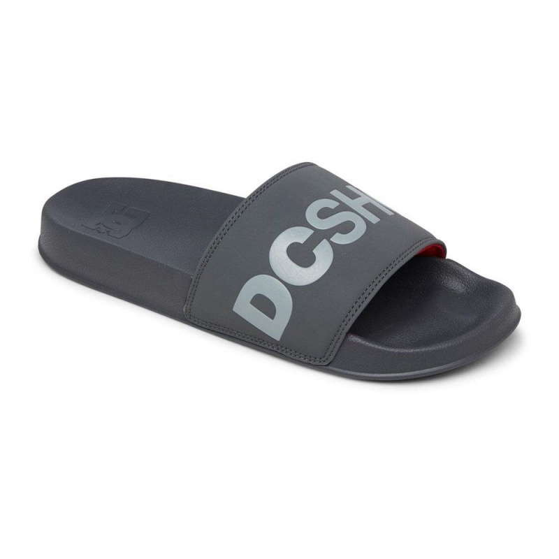 DC Slides Sandalen Herren Grau Rot | WYLU-21063