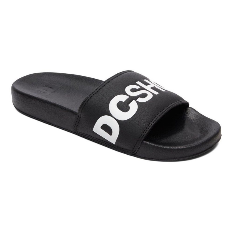 DC Slides Sandalen Herren Schwarz Weiß | KVFB-59218