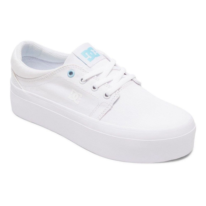 DC Trase TX Skateschuhe Damen Weiß Blau | WKEN-40186